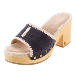 Veronica Beard Suede Studded Slides